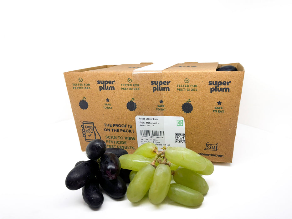 Mix Pack Black & Green Grapes: 500gms (Delhi/NCR)